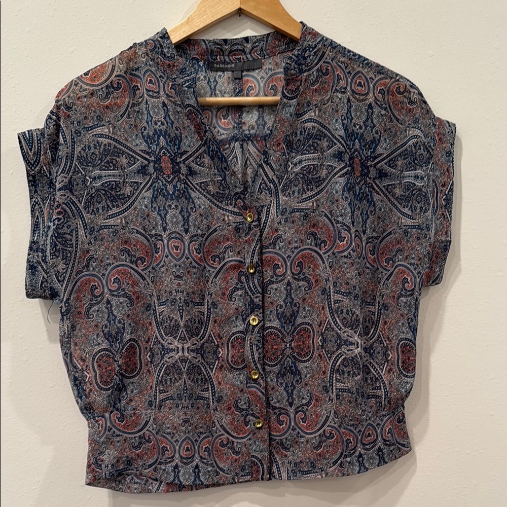 Paisley Button-Up Blouse